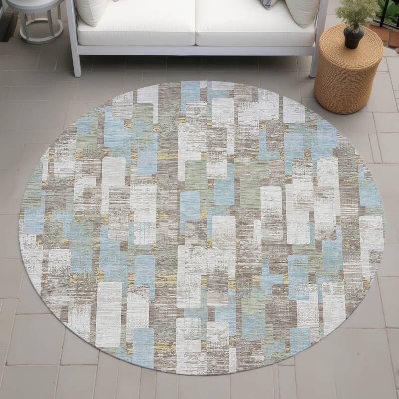 Machine Washable Indoor/ Outdoor Casual Carson Chantille Rug - Ivory - 8' x 8'