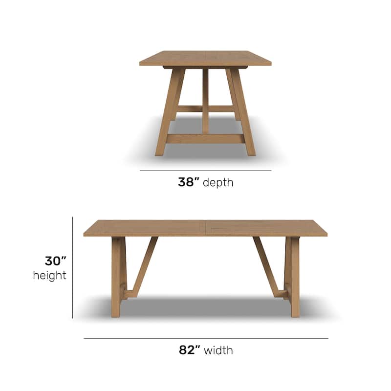Trestle Brown Wood Dining Table - 82" x 30" x 38"