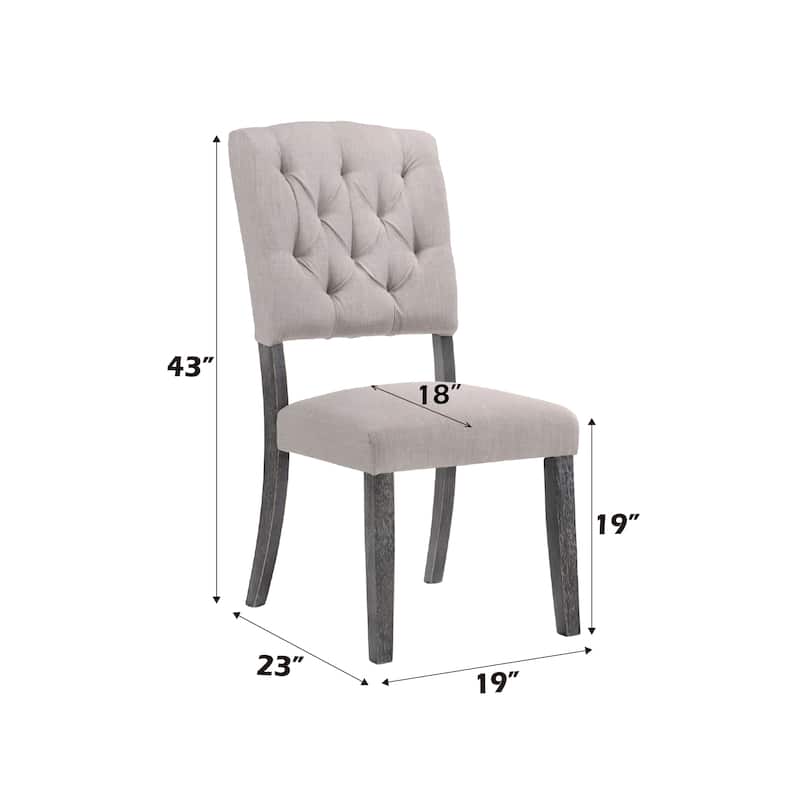 Bernard Beige Linen & Weathered Gray Oak Finish Side Chair (Set of 2)