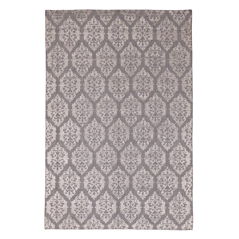 ECARPETGALLERY Hand Loomed Elysian Dark Grey Viscose, Wool Rug - 6'8 x 9'9