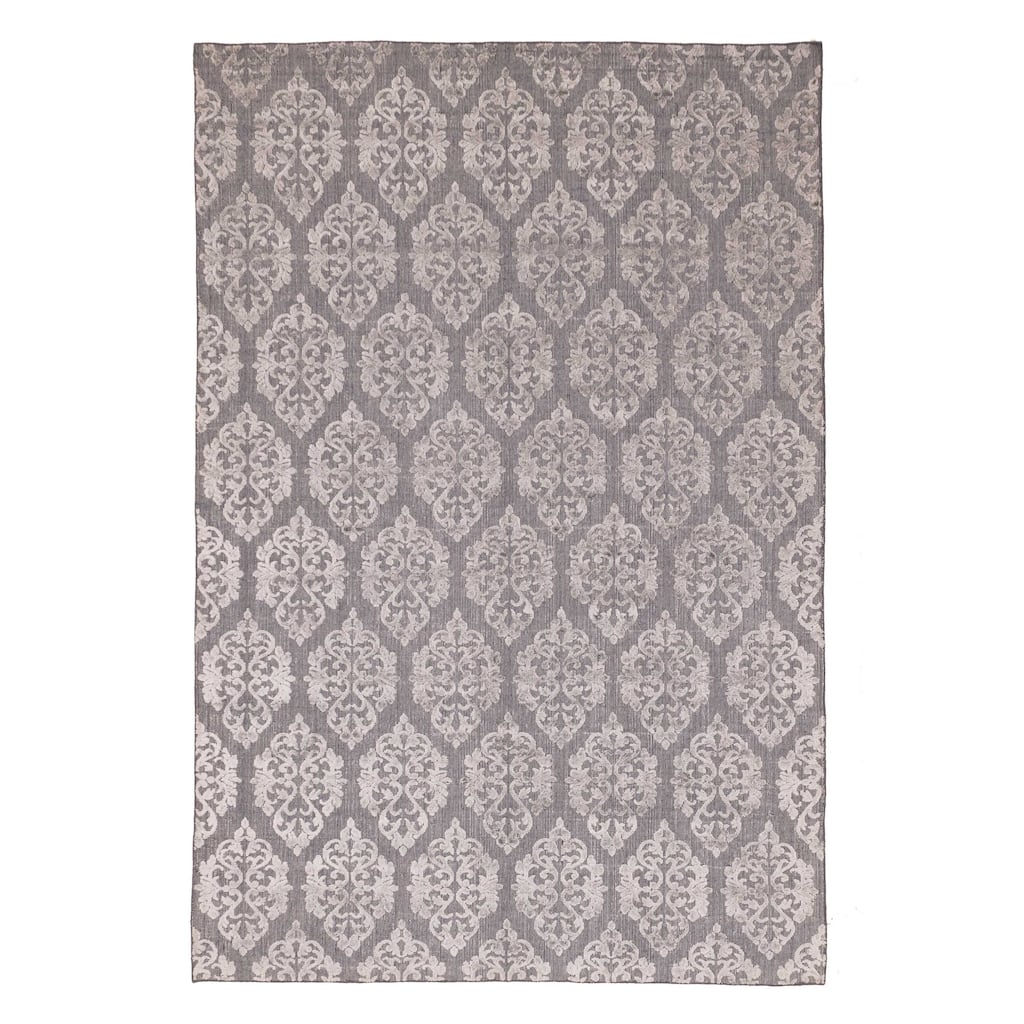 ECARPETGALLERY Hand Loomed Elysian Dark Grey Viscose, Wool Rug - 6'8 x 9'9