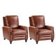 preview thumbnail 53 of 57, Cigar Mid-century Modern Genuine Leather Recliner with Solid Wood Legs and Nailhead Trim Set of 2 by HULALA HOME