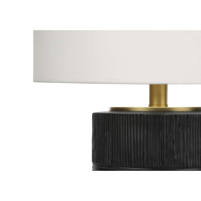 Lighting, 24"h, Table Lamp, Black Resin, Ivory / Cream Shade, Contemporary