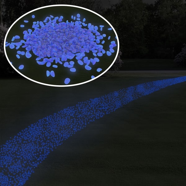 slide 2 of 8, Solar Garden Stones - Glow in the Dark Pathway Pebble Lights by Pure Garden Blue - 500
