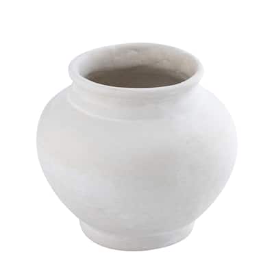 Paper Mache Pot Natural White Dia 9.45" - NATURAL WHITE - NATURAL WHITE