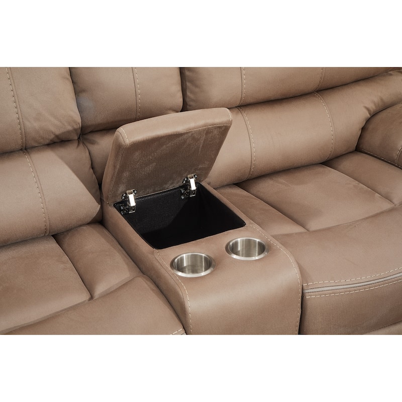 Betsy Furniture Microfiber Manual Rclining 2-seat Loveseat with Console 8007