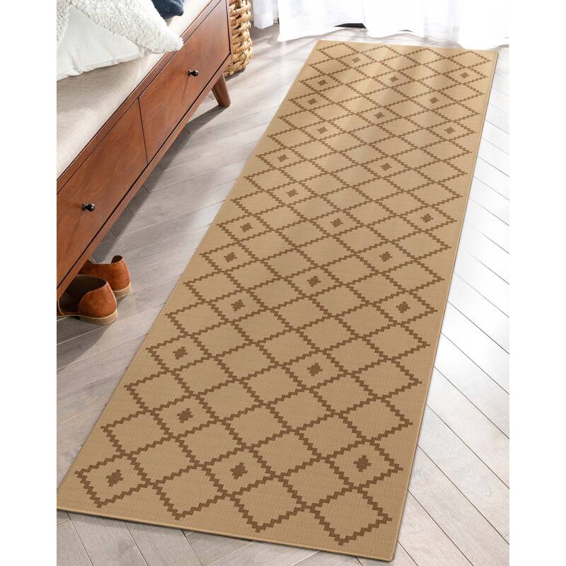 Well Woven Jute Akita Moroccan Lattice Flat-Weave Area Rug