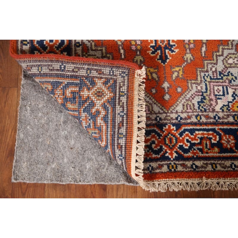 Orange Geometric Heriz Serapi Oriental Accent Rug Handmade Wool Carpet - 2'11"x 4'11"