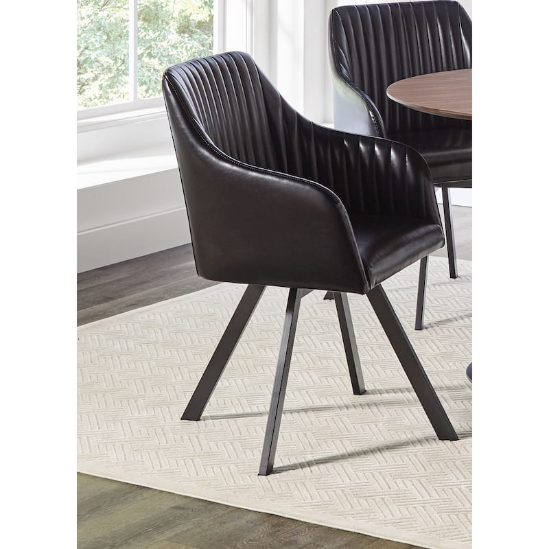 Vallerina Black and Gunmetal Sloped Arm Swivel Chair (Set of 6)