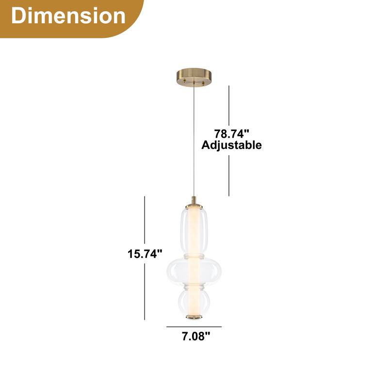 Starsky LED 3000K Tiered Clear Glass Pendant - Gold