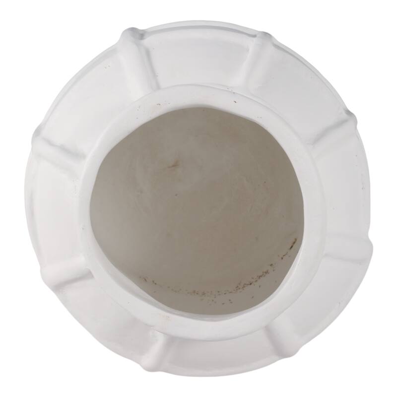 Paper Mache Raised Grid Texture Modern Vase - White, 11"