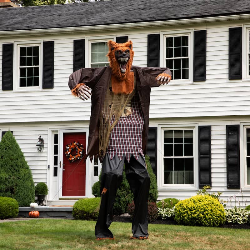 Huge Lighted and Animated Talking Werewolf Commercial Outdoor Halloween Decoration - 12'