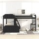 preview thumbnail 3 of 4, Black Twin Over Full L-Shaped Bunk Bed, Twin Loft Bed with Built-in Desk, Guardrails