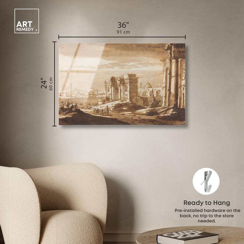 Capriccio View of Roman Ruins Acrylic by Art Remedy, Ready to Hang