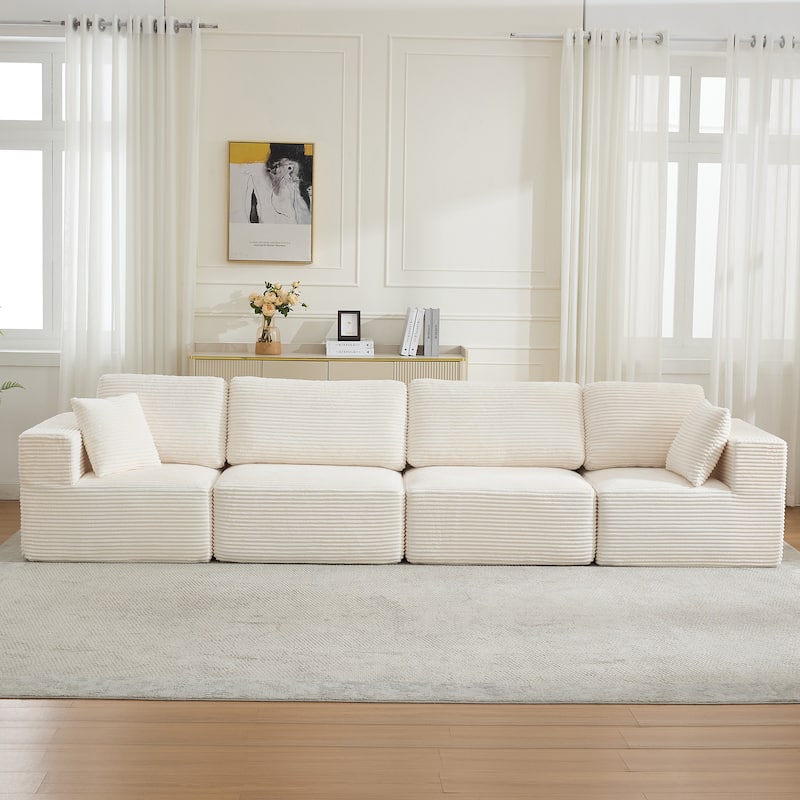 Couch Modular Sectional Sofa with Plush Corduroy No Assembly Required