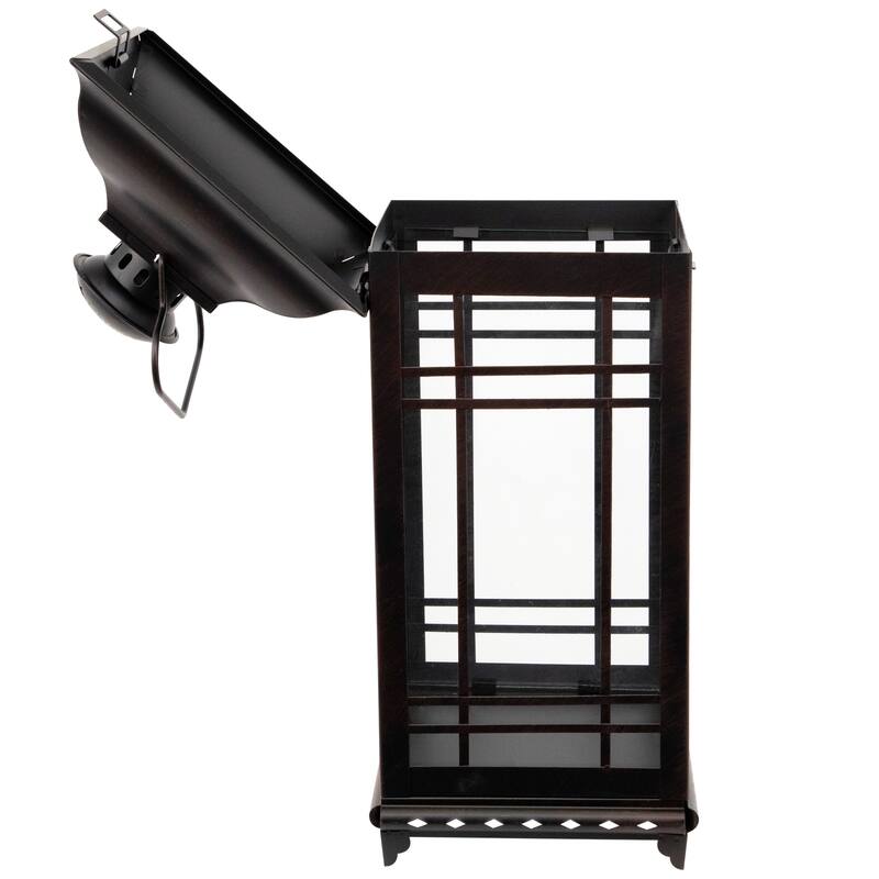 Distressed Mission Style Metal Candle Lanterns - 19.5" - Black - Set of 3