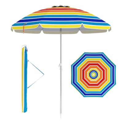 Gymax 6.5 FT Beach Umbrella Sun Protection Portable Sunshade Parasol