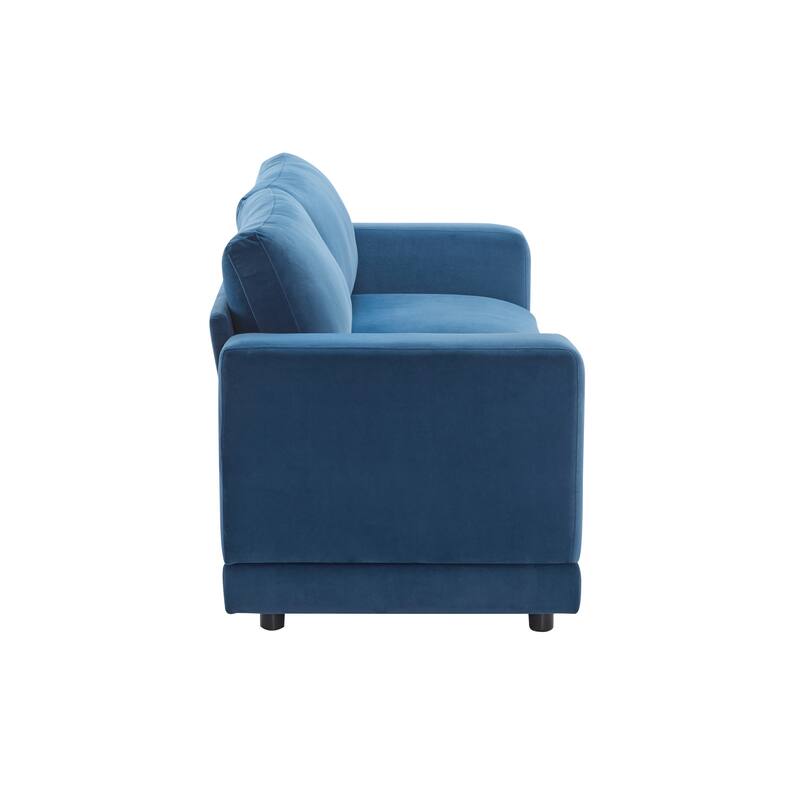81'' Navy Blue Modern Square Arm Sofa with Velvet Upholstery