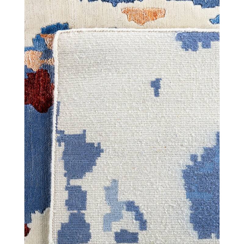 Modern One-of-a-Kind Hand-Knotted Area Rug - Blue, 9' 2" x 12' 2" - 9' 2" x 12' 2"