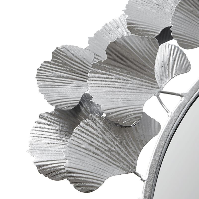 Martha Stewart Eden Gold Gingko Leaf Round Wall Mirror 30.5"