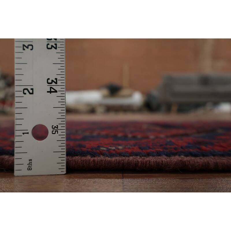 Hand Knotted Oriental 100% Wool Carpet Traditional Tribal Navy Blue & Blues Balouch Runner Rug - 8' 3'' X 2' 1''