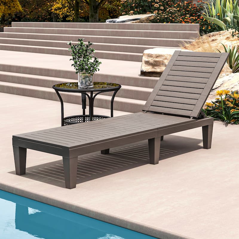 Outdoor Chaise Lounge Chairs (Set of 2) with Adjustable Backrest
