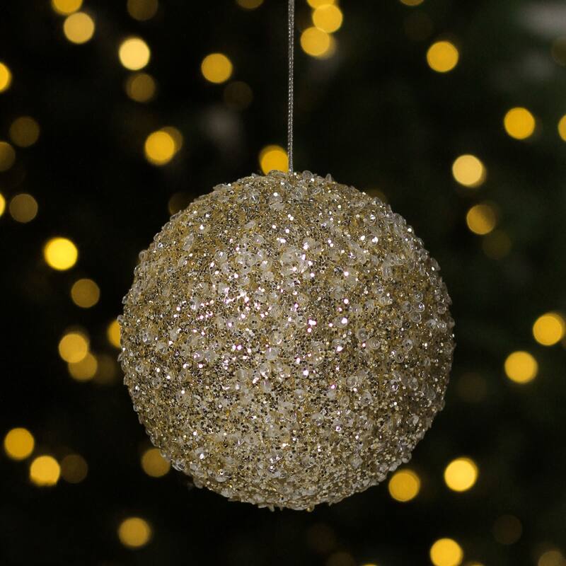 5" Gold and Silver Sequin Ball Christmas Ornament