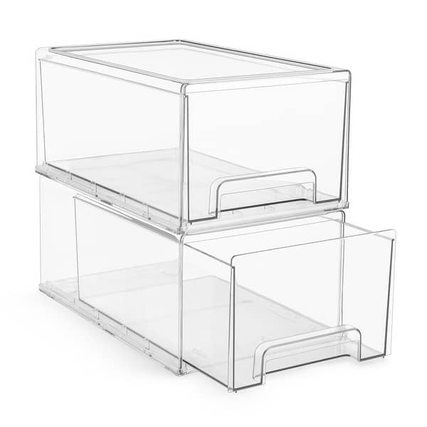 Sorbus Large Clear Stackable Storage Drawers with Handles - 2 Pack