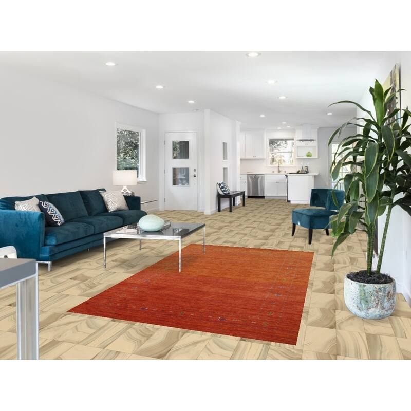 Gabbeh Indian Area Rug Hand-Knotted Tribal Oriental Wool Carpet - 4'10" x 7'7"