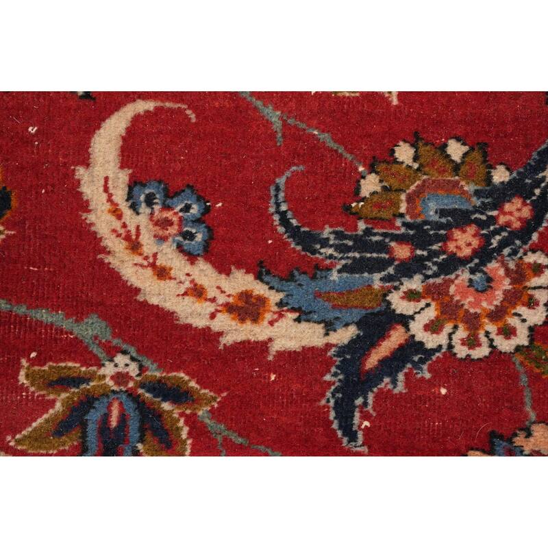 Hand Knotted Oriental 100% Wool Carpet Traditional Floral Red Isfahan Area Rug - 9' 9'' X 7' 6''