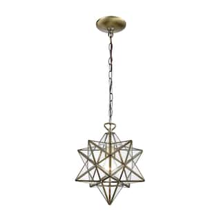Elk Home Moravian Star Antique Brass With Clear Glass 1 Light Pendant