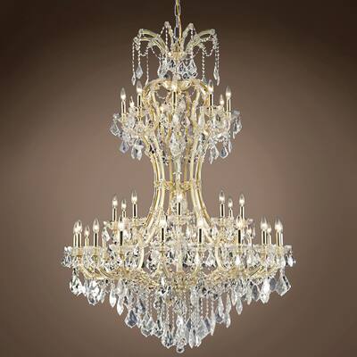 Maria Theresa 36 Light 46" Gold Chandelier With European/Swarovski Crystals - 64.00