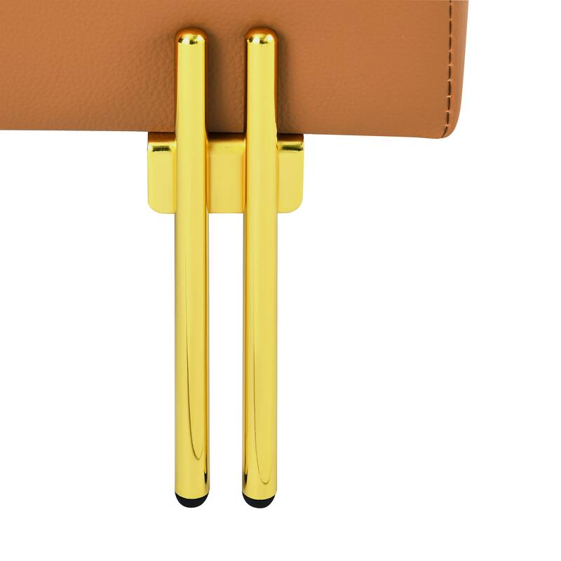 Anti-scratch Leather Storage Ottoman with Golden Stainless Steel Legs