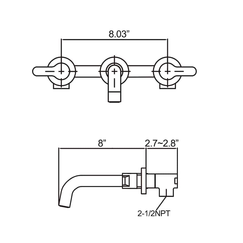 Wall Mount Bathroom Faucet 3 Holes Matte Black Bathroom Sink Faucet 2 Handle Modern Basin Vanity Taps With Valve