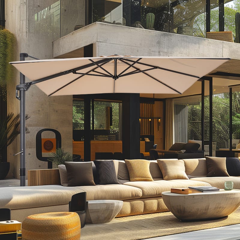 MAISON ARTS 12 FT Cantilever Umbrella 360 Degree Rotation & 6-Tilt Adjustable