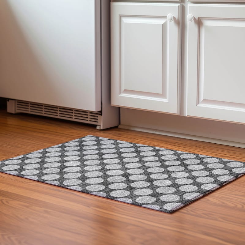 Premium Washable Super Soft Geo Dots Mayfield Rug - Charcoal - 1'8" x 2'6"
