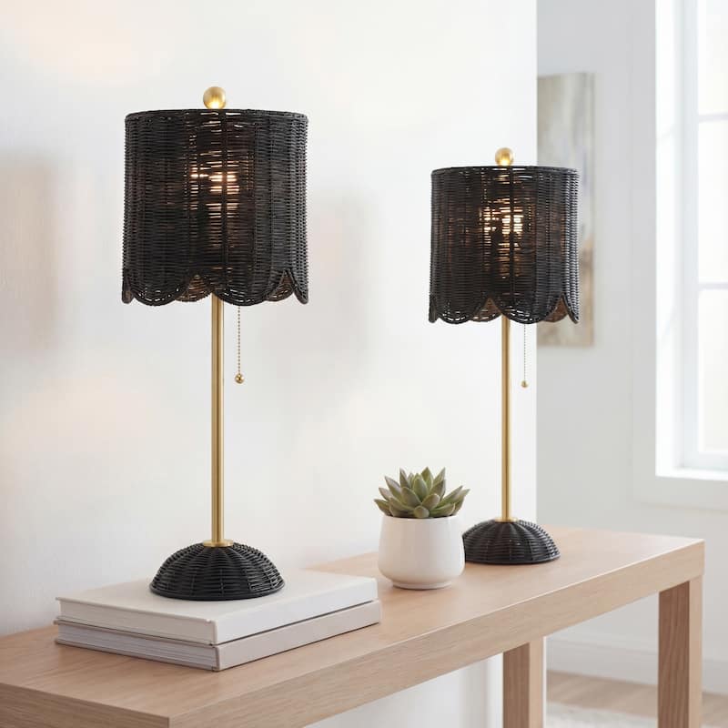 27.5" LED Table Lamp with Pull Chain (Set of 2), by JONATHAN Y - 27.5" - Black/Brass Gold