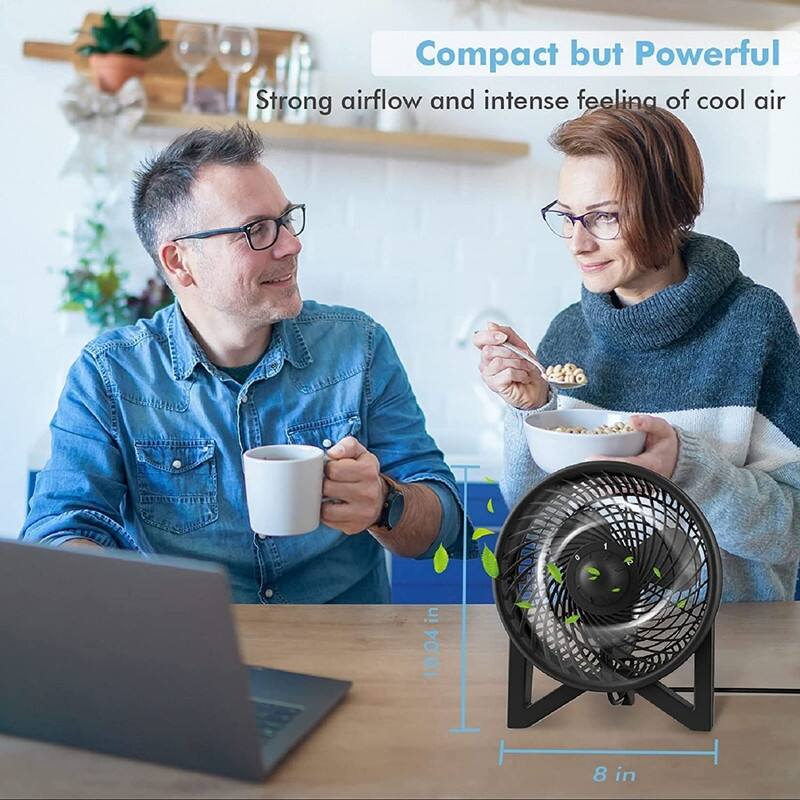 Quiet Desk fan, 8 Inch Powerful Table Fan, Small Bedside Fan with 2 Speeds