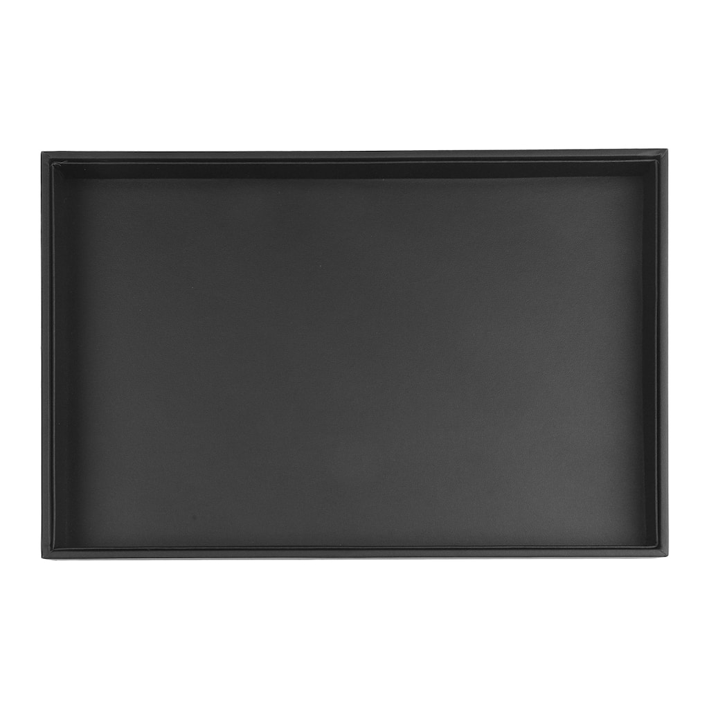 Jewelry Organizer Trays with Removable Dividers for Drawers, PU Leather Jewelry Organizer Drawer Inserts Storage - Black