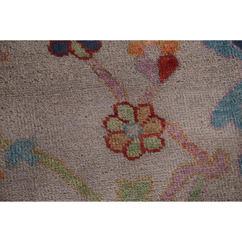 Earth Tone Floral Oushak Indian Area Rug Handmade Wool Carpet - 8'1"x 9'10"