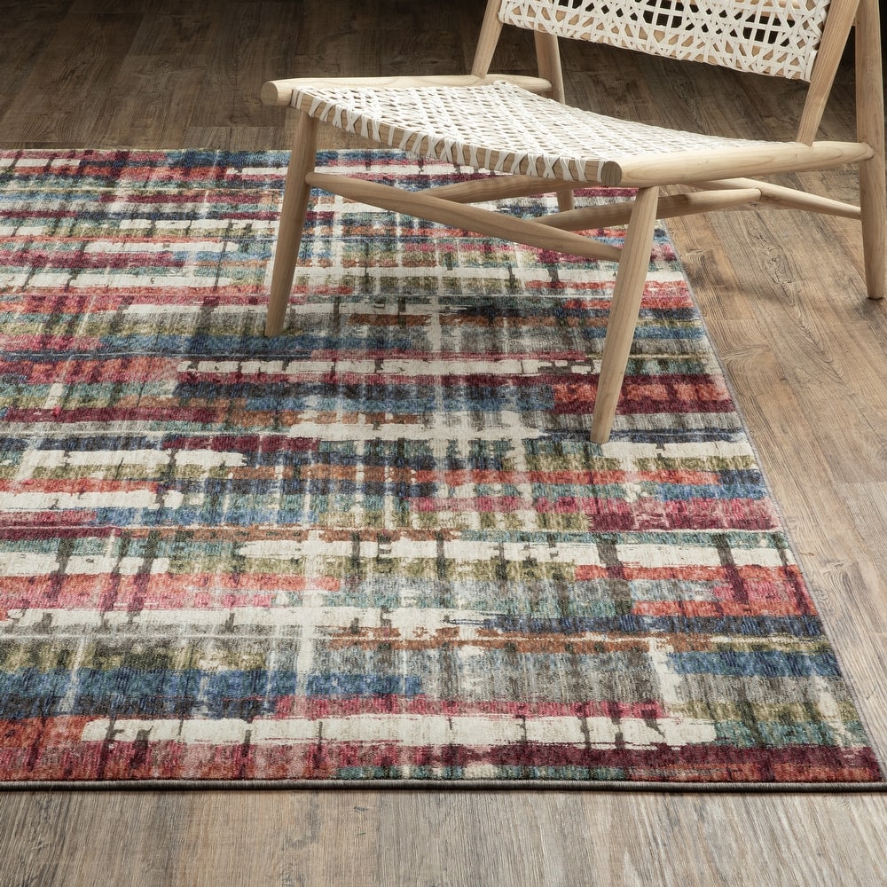 Tobias Modern Abstract Grid Multi-colored Area Rug