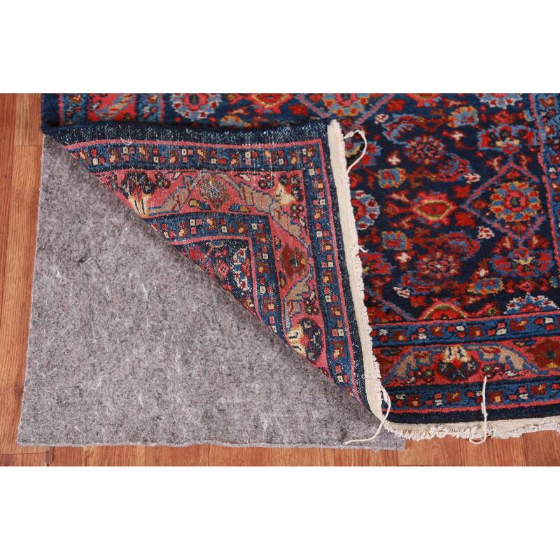 Hand Knotted Oriental 100% Wool Carpet Traditional Floral Navy Blue & Blues Mahal Runner Rug - 18' 9'' X 3' 1''