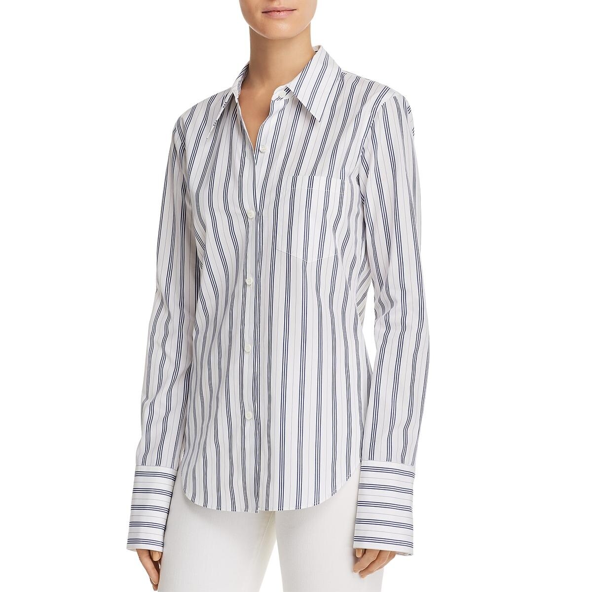 Shop Theory Womens Atticus Button Down Top Striped Slim Collar