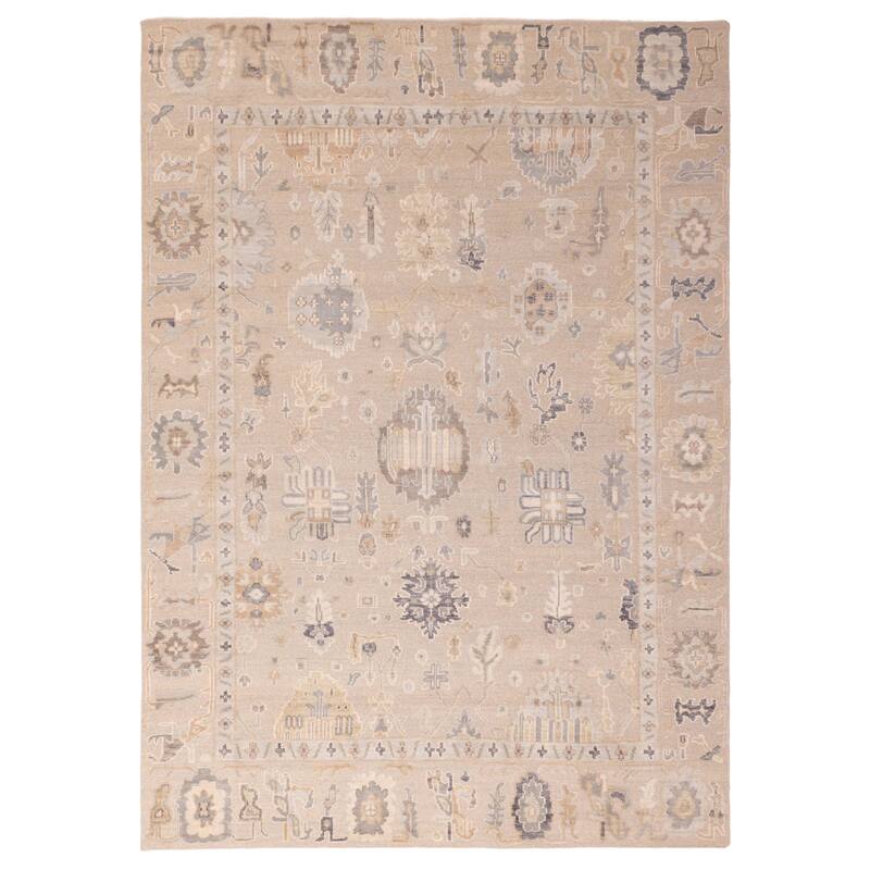 ECARPETGALLERY Hand-knotted Finest Oushak Taupe Wool Rug - 8'11 x 12'3