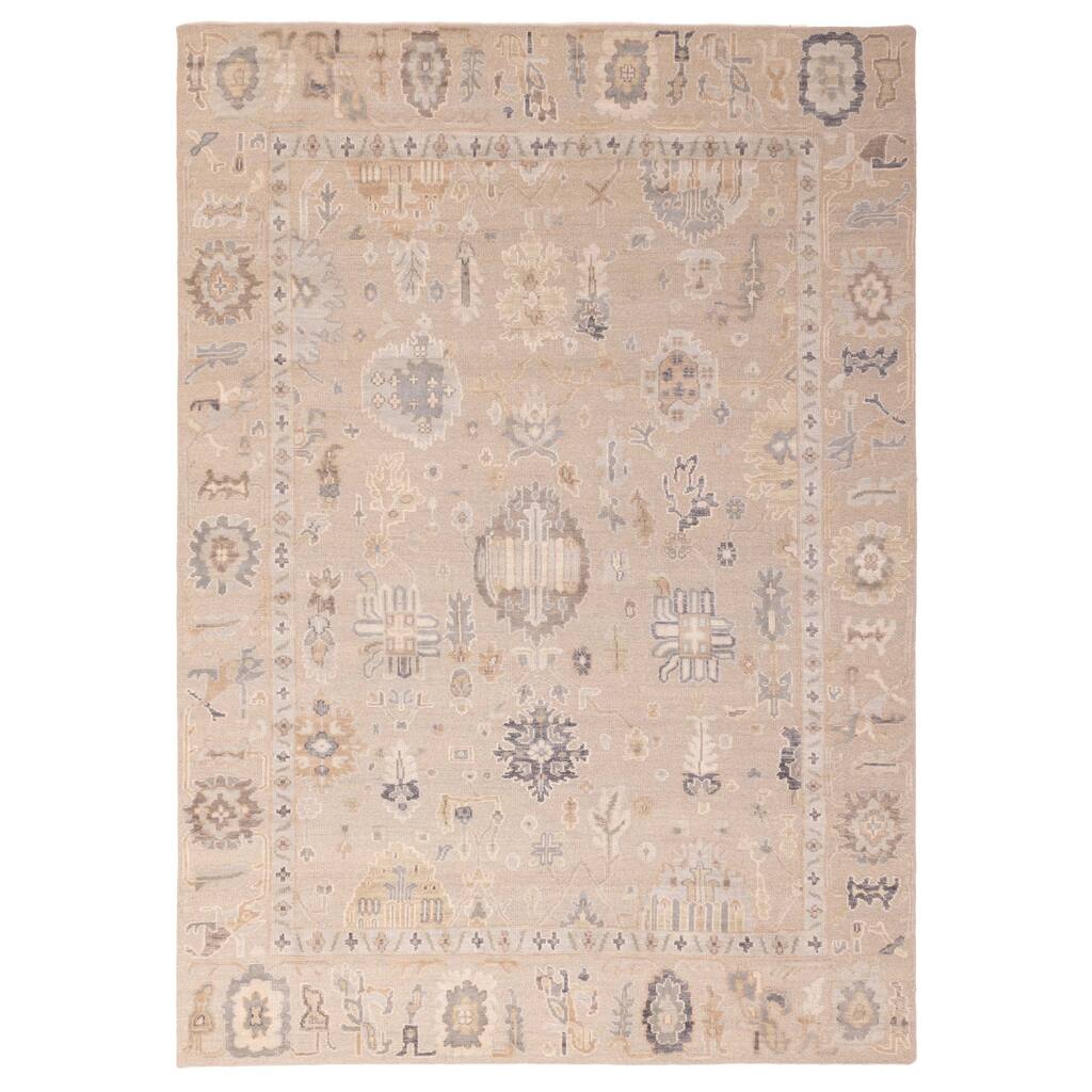 ECARPETGALLERY Hand-knotted Finest Oushak Taupe Wool Rug - 8'11 x 12'3