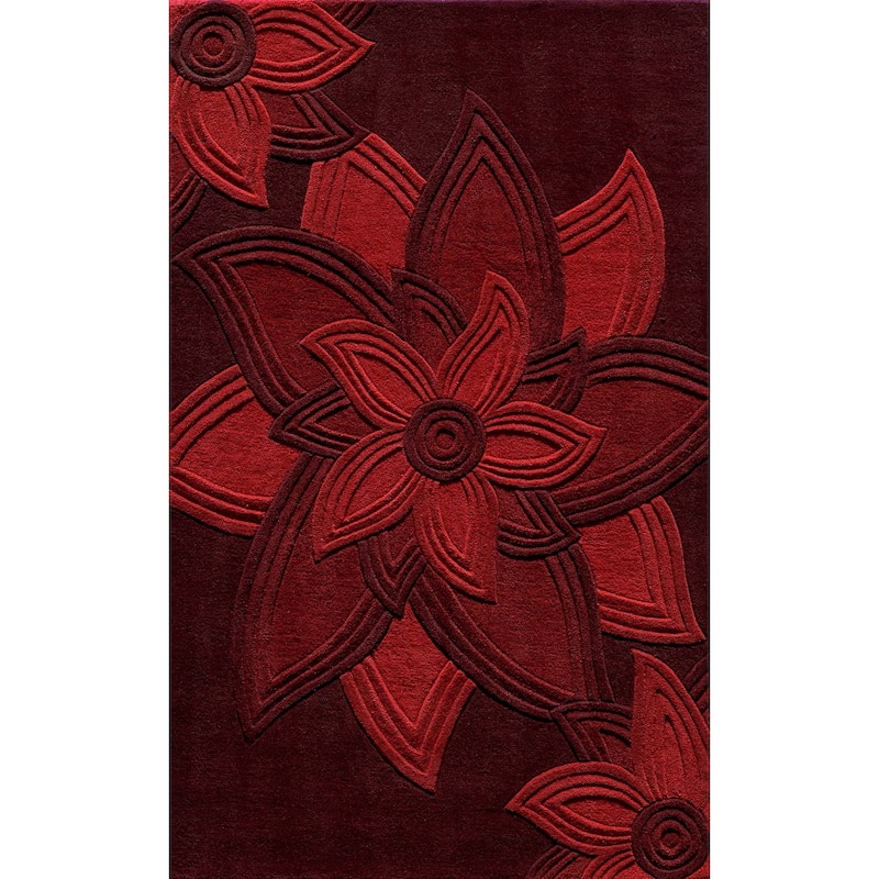 Momeni Delhi Hand Tufted Wool Floral Area Rug - 5' x 8' - Red - Runner/Rectangle