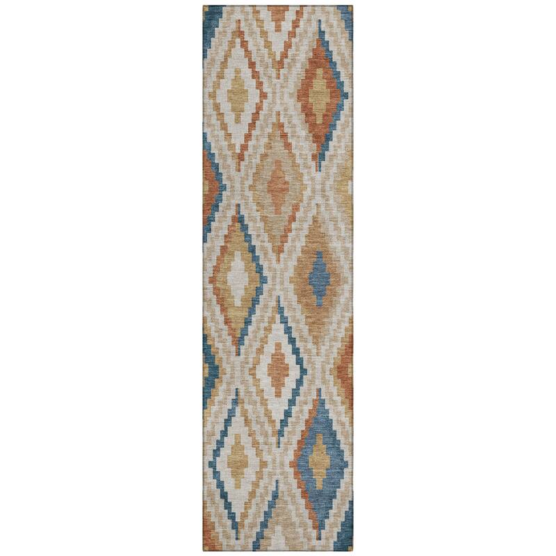 Machine Washable Indoor/ Outdoor Global Geo Chantille Rug