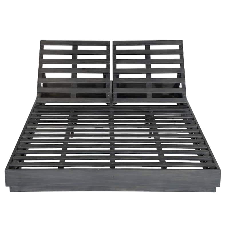 Christopher Knight Home - Outdoor Acacia Wood 5-Position Adjustable Double Sunlounge Set with MGO Side Table