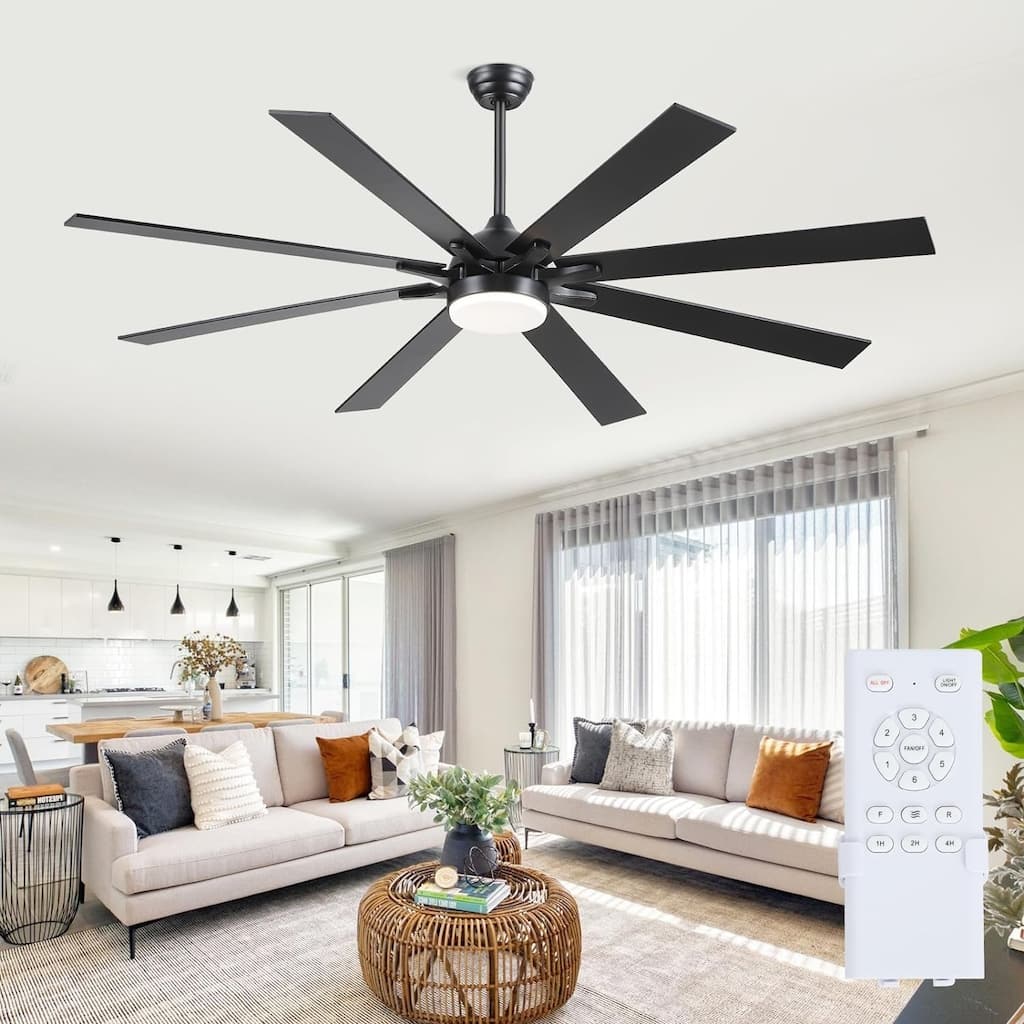 72 Inch Large Ceiling Fan with Light,Reversible DC Motor,LED Integrated,Remote and APP Control - 72 inches