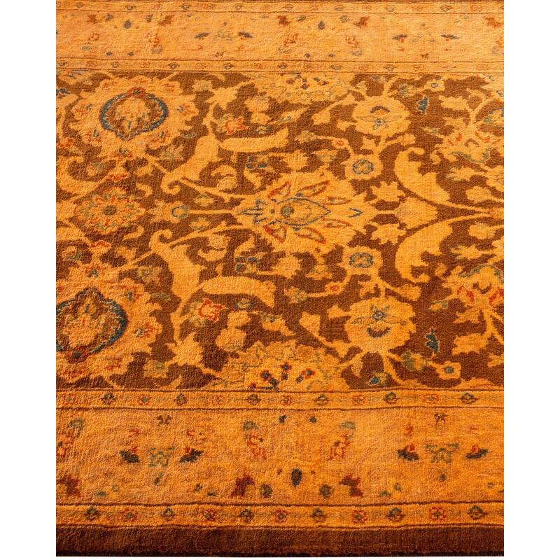 Overton Hand Knotted Wool Vintage Inspired Modern Contemporary Overdyed Gold Area Rug - 2' 6" x 4' 4"